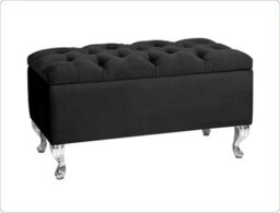 Londona 120Cm Chesterfield Ottoman Storage Bench - Plush Velvet Shoe Bench - Black Upholstery Footstool With Storage - thumbnail 1