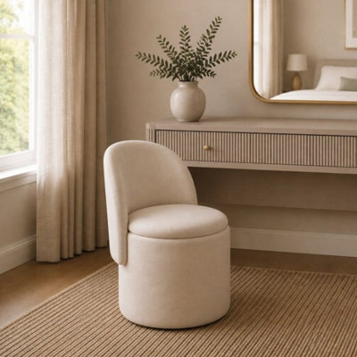 Garden Greatness Ivory Velvet Storage Ottoman Chair - image 1