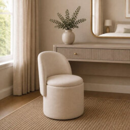 Garden Greatness Ivory Velvet Storage Ottoman Chair - thumbnail 1
