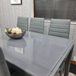 Kosy Koala Modern Rectangle Glass Dining Table Set With 6 Grey Faux Leather Chairs Dining Room Furniture - thumbnail 5