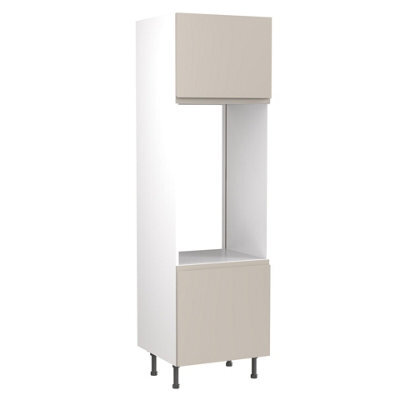 Kitchen Kit Double Oven Tall Housing Unit 600mm W/ J-Pull Cabinet Door - Super Gloss Light Grey - image 1
