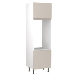Kitchen Kit Double Oven Tall Housing Unit 600mm W/ J-Pull Cabinet Door - Super Gloss Light Grey - thumbnail 1