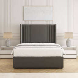 Bsspoke Cheshire Divan Bed Set Grey Plush Velvet With 54Inch Panel Headboard & 2 Drawers Footend & No Mattress In All Sizes - thumbnail 3