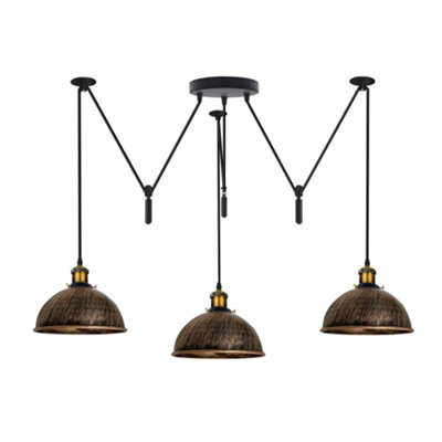 Ledsone 3 Head Spider Pendant Light  E26 95Cm Brushed Copper Hanging Lamp For Dining Living Room, Bars, Kitchen Bulb Not Include - image 1