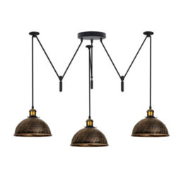 Ledsone 3 Head Spider Pendant Light  E26 95Cm Brushed Copper Hanging Lamp For Dining Living Room, Bars, Kitchen Bulb Not Include - thumbnail 1
