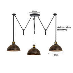 Ledsone 3 Head Spider Pendant Light  E26 95Cm Brushed Copper Hanging Lamp For Dining Living Room, Bars, Kitchen Bulb Not Include - thumbnail 3