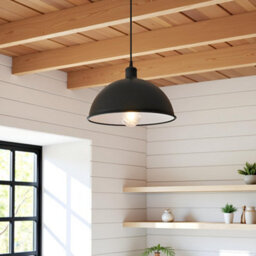 Ledsone E27 Ceiling Pendant Light Fixtures 40Cm Metal Black Dome Shades Retro Hanging Lamp For Living Room Bedroom Kitchen - thumbnail 6