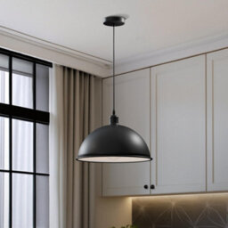 Ledsone E27 Ceiling Pendant Light Fixtures 40Cm Metal Black Dome Shades Retro Hanging Lamp For Living Room Bedroom Kitchen - thumbnail 4