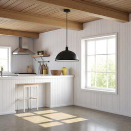 Ledsone E27 Ceiling Pendant Light Fixtures 40Cm Metal Black Dome Shades Retro Hanging Lamp For Living Room Bedroom Kitchen - thumbnail 5