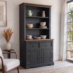 Dresser Small 2 Door Sideboard Charcoal Mexican Solid Wood Pine Wooden - thumbnail 5