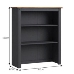Dresser Small 2 Door Sideboard Charcoal Mexican Solid Wood Pine Wooden - thumbnail 4