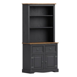 Dresser Small 2 Door Sideboard Charcoal Mexican Solid Wood Pine Wooden - thumbnail 1