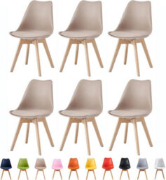 MCC Direct Set Of 6 Dining Chairs With Solid Wooden Legs And Seat Cushion Pads In Brown - Eva By Mcc