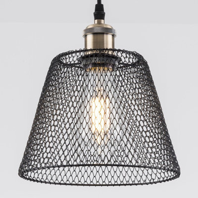 Harper Living Easy Fit Compact Vintage Metal Lampshade Black Finish, 3 Different Colours, Ceiling Fitting Shade - image 1