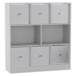 Urbn-Living White, White - Asymmetrical 8 Cube Bookcase Unit W/ 6 Drawer Inserts