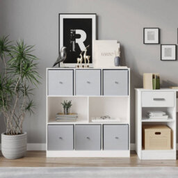 Urbn-Living White, White - Asymmetrical 8 Cube Bookcase Unit W/ 6 Drawer Inserts - thumbnail 3