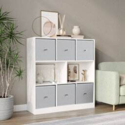 Urbn-Living White, White - Asymmetrical 8 Cube Bookcase Unit W/ 6 Drawer Inserts - thumbnail 2