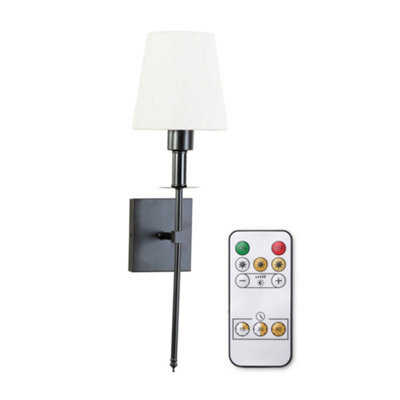 Valuelights Kincaid Rechargeable Easy Fit Wall Light With Fabric Shade - Black - image 1