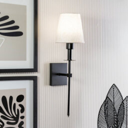 Valuelights Kincaid Rechargeable Easy Fit Wall Light With Fabric Shade - Black - thumbnail 3