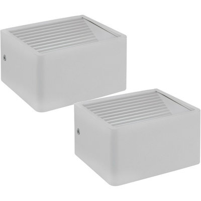 2 Pack Ip44 Outdoor Wall Lights - Modern White Aluminium 6W Led Porch Lamps - image 1