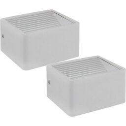2 Pack Ip44 Outdoor Wall Lights - Modern White Aluminium 6W Led Porch Lamps - thumbnail 1