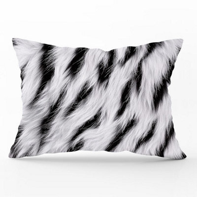 Warren Reed Designer White Tiger Print Cushions 33Cm X 48Cm