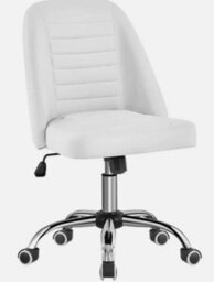 Office Chair Armless Computer Chair Faux Leather Mid Back Rolling Chair White