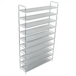 Walplus Shoe Rack With 10 Shelves Metal And Non-Woven Fabric Silver - thumbnail 2