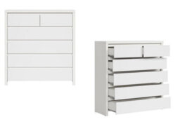 Impact Furniture Wide Tallboy Chest 6 Drawers Bedroom Storage Unit Cabinet White Matt Kaspian - thumbnail 1
