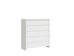 Impact Furniture Wide Tallboy Chest 6 Drawers Bedroom Storage Unit Cabinet White Matt Kaspian - thumbnail 3