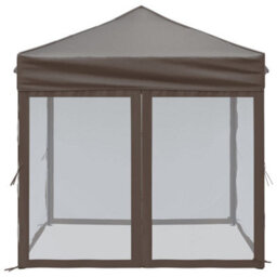Walplus Folding Party Tent Garden Gazebo Canopy With Sidewalls Taupe 2X2 M - thumbnail 4