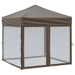 Walplus Folding Party Tent Garden Gazebo Canopy With Sidewalls Taupe 2X2 M - thumbnail 2
