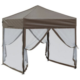 Walplus Folding Party Tent Garden Gazebo Canopy With Sidewalls Taupe 2X2 M - thumbnail 3