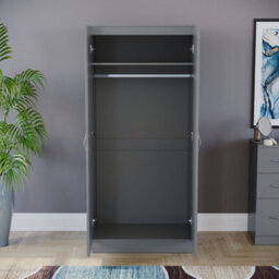 Lassic Vida Designs Riano Grey 2 Door Wardrobe (H)1700mm (W)760mm (D)470mm - thumbnail 5