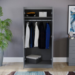 Lassic Vida Designs Riano Grey 2 Door Wardrobe (H)1700mm (W)760mm (D)470mm - thumbnail 6