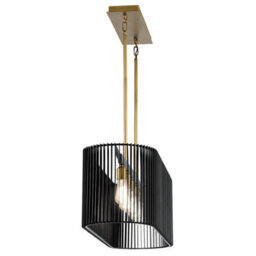 Luminosa Lighting Luminosa Kichler Linara Wire Frame Pendant Ceiling Light Black & Natural Brass - thumbnail 5