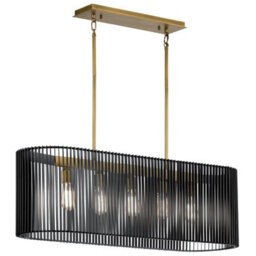 Luminosa Lighting Elstead Kichler Linara Wire Frame Pendant Ceiling Light Black & Natural Brass