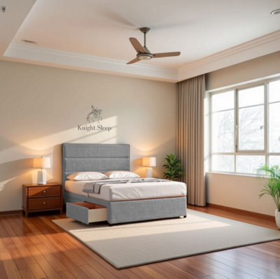 Knight Sleep York Silver Plush 5Ft Divan Bed Frame No Drawers With Upholstered Headboard - King - image 1