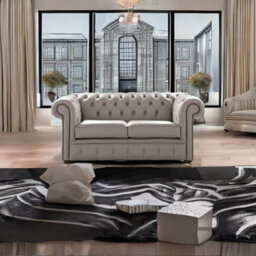 Chesterfield 2 Seater Shelly Rocking Leather Sofa Settee Bespoke In Classic Style - thumbnail 2