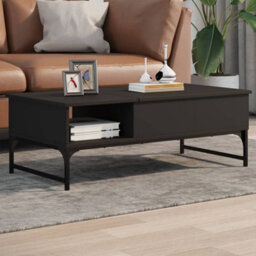 Berkfield Coffee Table Black 100X50X35 Cm Engineered Wood And Metal - thumbnail 1