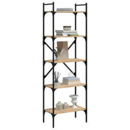 Berkfield Bookcase 5-Tier Sonoma Oak 56X31.5X174 Cm Engineered Wood - thumbnail 3