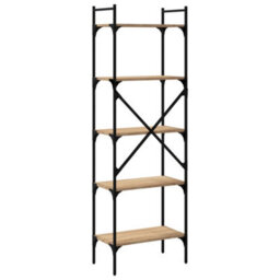 Berkfield Bookcase 5-Tier Sonoma Oak 56X31.5X174 Cm Engineered Wood - thumbnail 6