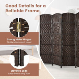Costway 271 X 180Cm 6-Panel Room Divider Folding Privacy Screen - thumbnail 4