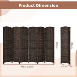 Costway 271 X 180Cm 6-Panel Room Divider Folding Privacy Screen - thumbnail 2
