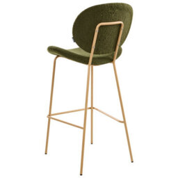 Wyld And Coco Astra Home Set Of 2 Dark Green Boucle Bar Chairs With Wood-Look Iron Legs And Protective Caps - thumbnail 7