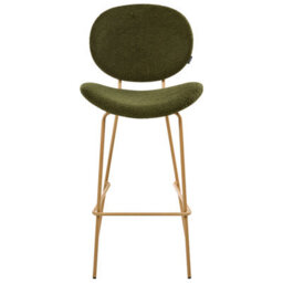 Wyld And Coco Astra Home Set Of 2 Dark Green Boucle Bar Chairs With Wood-Look Iron Legs And Protective Caps - thumbnail 6