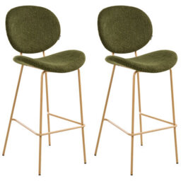 Wyld And Coco Astra Home Set Of 2 Dark Green Boucle Bar Chairs With Wood-Look Iron Legs And Protective Caps - thumbnail 1