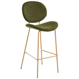 Wyld And Coco Astra Home Set Of 2 Dark Green Boucle Bar Chairs With Wood-Look Iron Legs And Protective Caps - thumbnail 5