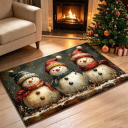CLEFFNS Christmas Carpet Snowman Floor Mat Doormat Welcome Mat Living Room Carpet Bedroom Carpet Washable Home Decor, 60X90Cm - thumbnail 5