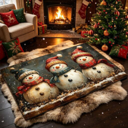 CLEFFNS Christmas Carpet Snowman Floor Mat Doormat Welcome Mat Living Room Carpet Bedroom Carpet Washable Home Decor, 60X90Cm - thumbnail 8